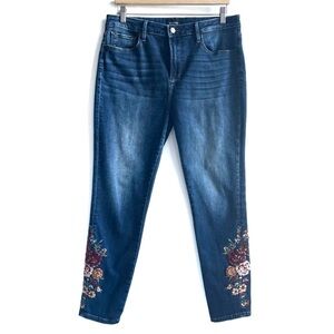 DRIFTWOOD Jackie High Rise Floral Embroidered Dark Wash Blue Denim Jeans Size 31